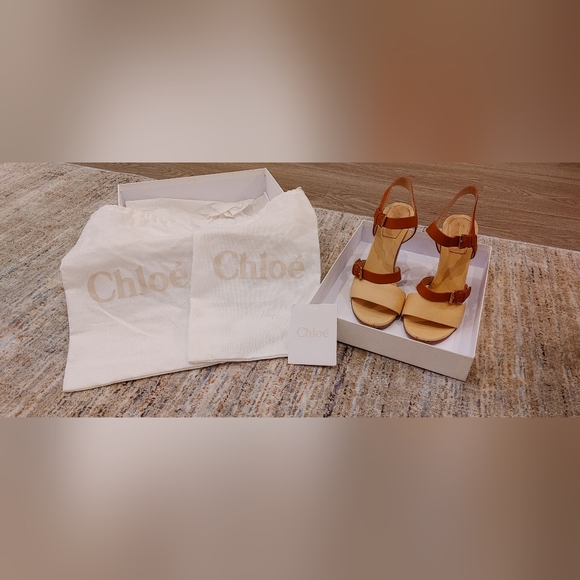 Chloe Two Tone Leather Sandal Heels - Picture 2 of 10